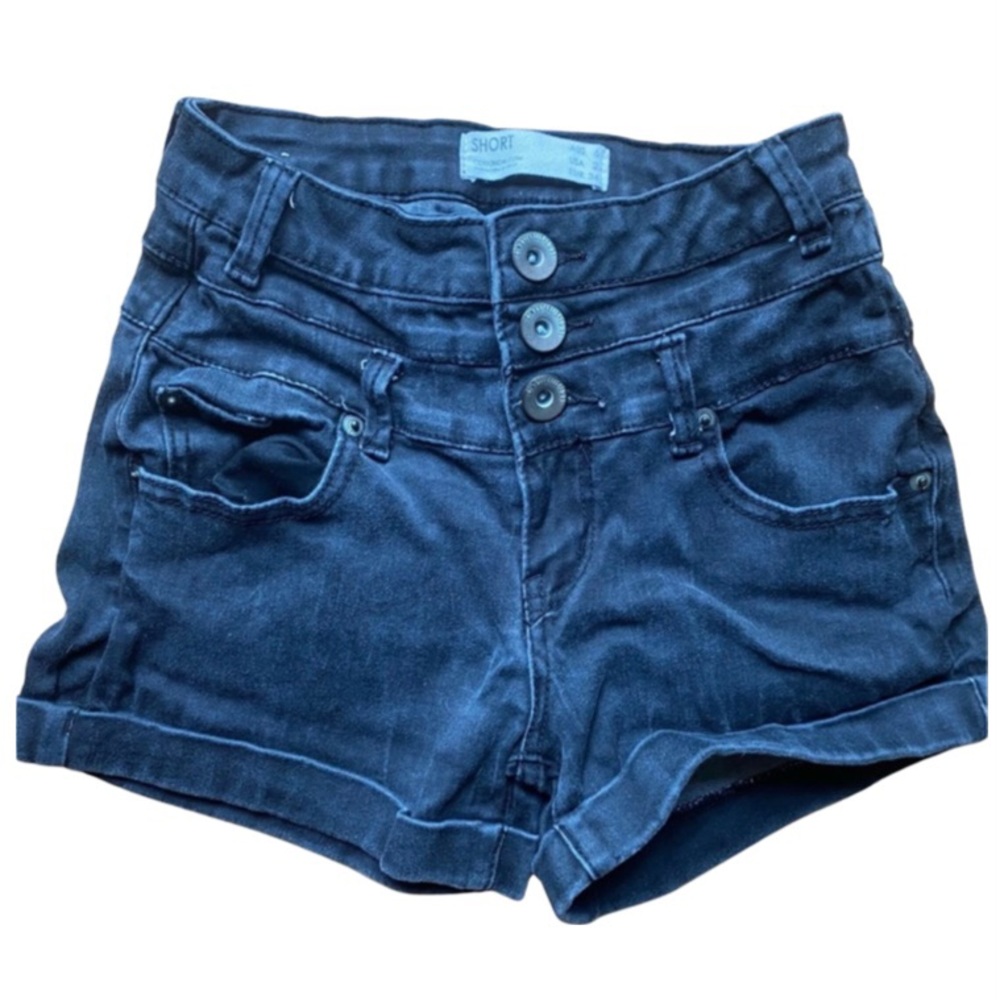 Extra High Waist Super Rise Black Denim Shorts Xs